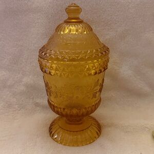 1880’s Adams EAPG Amber Wildflower Pattern Antique sugar bowl/ candy dish